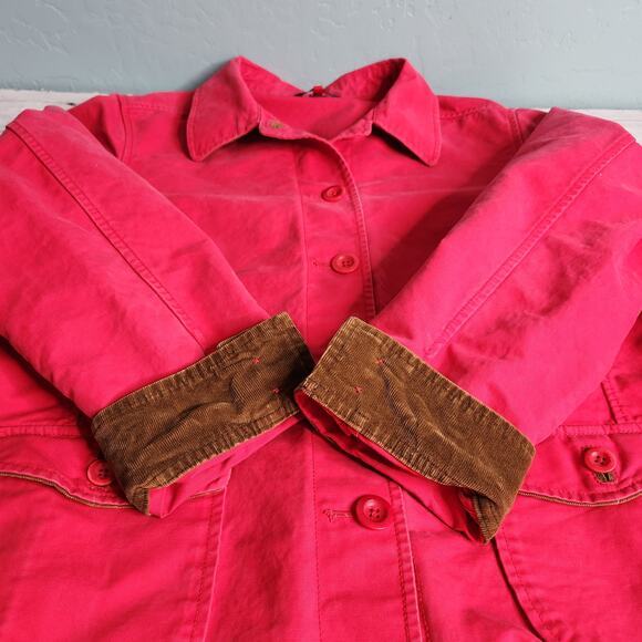 Lands' End Red Button Front Denim Jacket L(14-16) - Picture 4 of 8